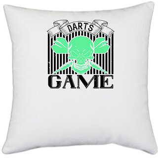                       UDNAG White Polyester 'Dart | darts game' Pillow Cover [16 Inch X 16 Inch]                                              