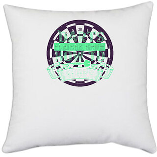                       UDNAG White Polyester 'Dart | players know how to score' Pillow Cover [16 Inch X 16 Inch]                                              