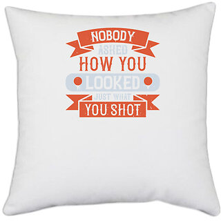                       UDNAG White Polyester 'Golf | Nobody asked how you looked, just what you shot' Pillow Cover [16 Inch X 16 Inch]                                              