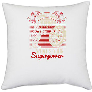                       UDNAG White Polyester 'Dart | Drinking Beer And Throwing Darts What's Your Superpower' Pillow Cover [16 Inch X 16 Inch]                                              