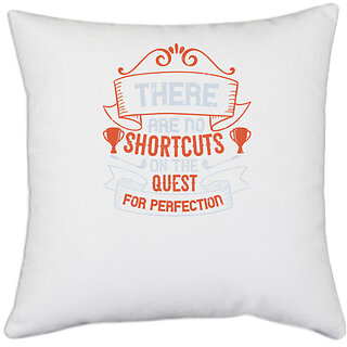                       UDNAG White Polyester 'Golf | There are no shortcuts on the quest for perfection' Pillow Cover [16 Inch X 16 Inch]                                              