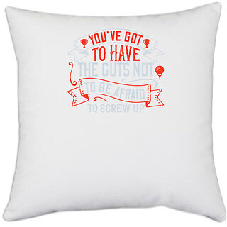                       UDNAG White Polyester 'Golf | Youve got to have the guts not to be afraid to screw up' Pillow Cover [16 Inch X 16 Inch]                                              