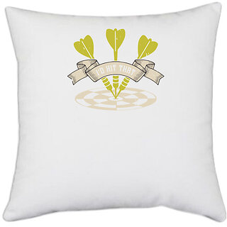                       UDNAG White Polyester 'Dart | Id Hit That' Pillow Cover [16 Inch X 16 Inch]                                              