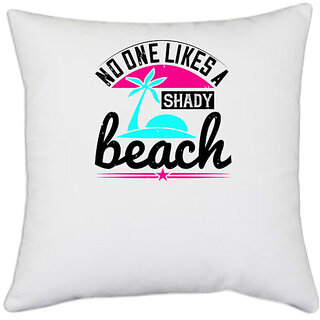                       UDNAG White Polyester 'Girls trip | no one likes a shady beach' Pillow Cover [16 Inch X 16 Inch]                                              