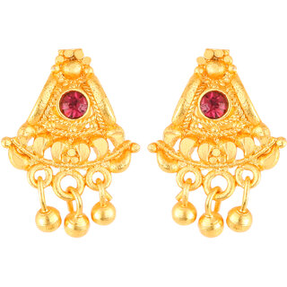                       Vighnaharta Traditional wear Gold Plated Screw back alloy dangler studs CZ Earring for Women and Girls   [VFJ1867ERG]                                              