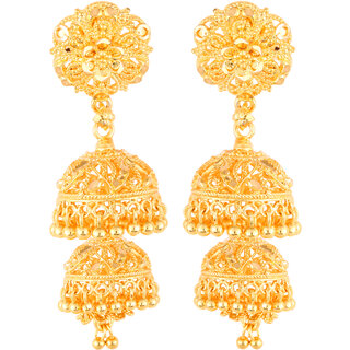                       Vighnaharta Glittering glance Gold Plated Screw back alloy Jhumki Earring for Women and Girls   [VFJ1869ERG]                                              