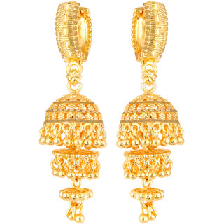                       Vighnaharta Sizzling star Gold Plated Screw back alloy jhumki Earring for Women and Girls   [VFJ1870ERG]                                              