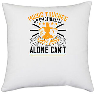                       UDNAG White Polyester 'Dancing | Music touches us emotionally, where words alone cant' Pillow Cover [16 Inch X 16 Inch]                                              