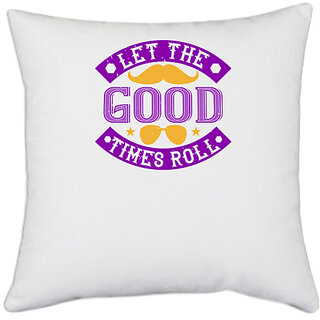                       UDNAG White Polyester 'Mardi Gras | Let the good times roll' Pillow Cover [16 Inch X 16 Inch]                                              