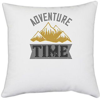                       UDNAG White Polyester 'Adventure Mountain | adventure time' Pillow Cover [16 Inch X 16 Inch]                                              