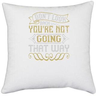                       UDNAG White Polyester 'Pig | Don't look back you're not going that way' Pillow Cover [16 Inch X 16 Inch]                                              