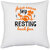 UDNAG White Polyester 'Girls trip | please excuse my resting beach face' Pillow Cover [16 Inch X 16 Inch]