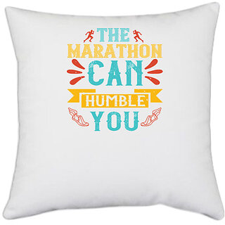                       UDNAG White Polyester 'Running | The marathon can humble you' Pillow Cover [16 Inch X 16 Inch]                                              