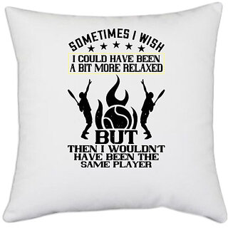                       UDNAG White Polyester 'Tennis | Sometimes I wish I could have been a bit more relaxed' Pillow Cover [16 Inch X 16 Inch]                                              