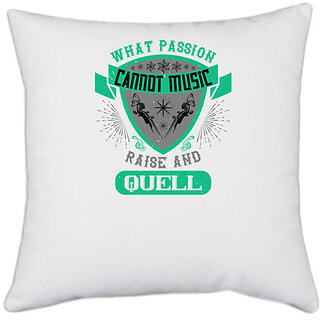                       UDNAG White Polyester 'Music Violin | What passion cannot music raise and quell' Pillow Cover [16 Inch X 16 Inch]                                              