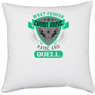                       UDNAG White Polyester 'Music Violin | What passion cannot music raise and quell' Pillow Cover [16 Inch X 16 Inch]                                              
