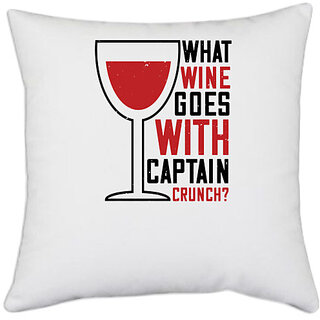                       UDNAG White Polyester 'Wine | What wine goes with' Pillow Cover [16 Inch X 16 Inch]                                              