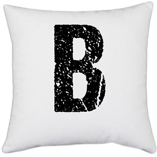                       UDNAG White Polyester 'Alphabet | B' Pillow Cover [16 Inch X 16 Inch]                                              