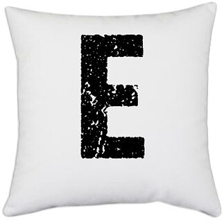                       UDNAG White Polyester 'Alphabet | E' Pillow Cover [16 Inch X 16 Inch]                                              