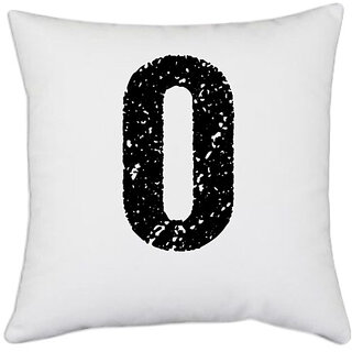                       UDNAG White Polyester 'Alphabet | O' Pillow Cover [16 Inch X 16 Inch]                                              