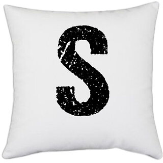                       UDNAG White Polyester 'Alphabet | S' Pillow Cover [16 Inch X 16 Inch]                                              