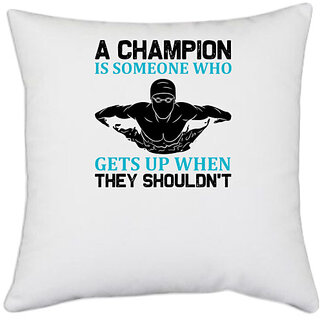                       UDNAG White Polyester 'Gaming | A champion is someone who gets u when they shouldn't' Pillow Cover [16 Inch X 16 Inch]                                              