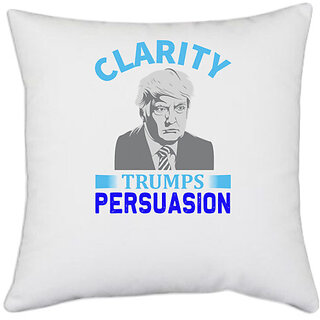                       UDNAG White Polyester 'Television | Clarity trumps persuasion' Pillow Cover [16 Inch X 16 Inch]                                              