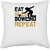 UDNAG White Polyester 'Bowling | Eat sleep bowling repeat' Pillow Cover [16 Inch X 16 Inch]