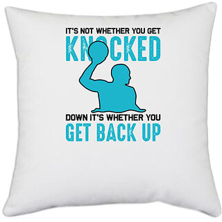                       UDNAG White Polyester 'Gaming | Its not whether knocked' Pillow Cover [16 Inch X 16 Inch]                                              