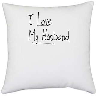                       UDNAG White Polyester 'Christmass | i love santa' Pillow Cover [16 Inch X 16 Inch]                                              