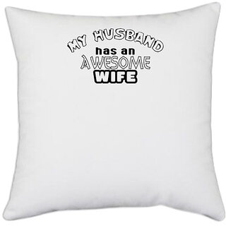                       UDNAG White Polyester 'Guy | that guy' Pillow Cover [16 Inch X 16 Inch]                                              