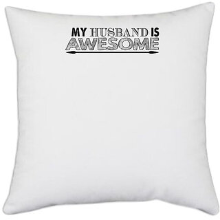                       UDNAG White Polyester 'Parents | the all amazing baby maker' Pillow Cover [16 Inch X 16 Inch]                                              