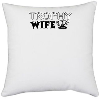                       UDNAG White Polyester 'Death | Brand Here' Pillow Cover [16 Inch X 16 Inch]                                              