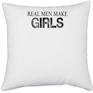 UDNAG White Polyester 'Wife | wife mom boss' Pillow Cover [16 Inch X 16 Inch]