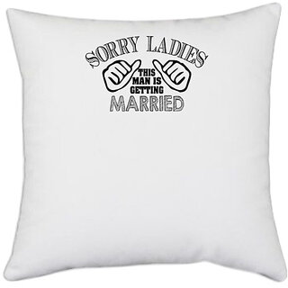                       UDNAG White Polyester 'Winner | winner' Pillow Cover [16 Inch X 16 Inch]                                              