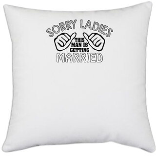                       UDNAG White Polyester 'Responsibility | with great moustache' Pillow Cover [16 Inch X 16 Inch]                                              