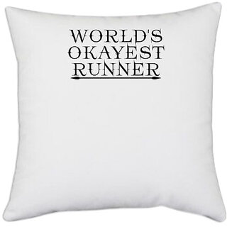                       UDNAG White Polyester 'Adventure | You are greatest adventure' Pillow Cover [16 Inch X 16 Inch]                                              
