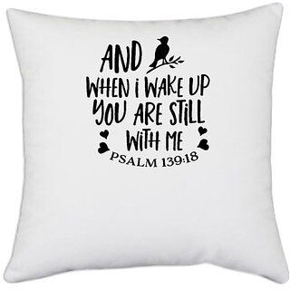                       UDNAG White Polyester 'Adventure | And when I wakeup you are still with me' Pillow Cover [16 Inch X 16 Inch]                                              