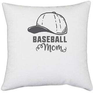                       UDNAG White Polyester 'Mother | Baseball Mom' Pillow Cover [16 Inch X 16 Inch]                                              