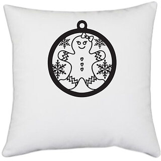                       UDNAG White Polyester 'Christmass | Christmas Bauble10' Pillow Cover [16 Inch X 16 Inch]                                              