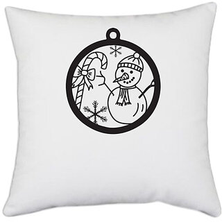                       UDNAG White Polyester 'Christmass | Christmas Bauble 12' Pillow Cover [16 Inch X 16 Inch]                                              