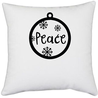                       UDNAG White Polyester 'Christmass | Christmas Bauble 13' Pillow Cover [16 Inch X 16 Inch]                                              