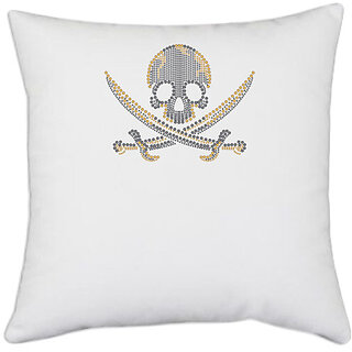                       UDNAG White Polyester 'Sea | Sand sun and sea' Pillow Cover [16 Inch X 16 Inch]                                              