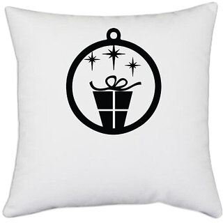                       UDNAG White Polyester 'Christmass | Christmas Bauble 15' Pillow Cover [16 Inch X 16 Inch]                                              