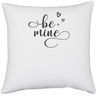                       UDNAG White Polyester 'Mine | bemine' Pillow Cover [16 Inch X 16 Inch]                                              