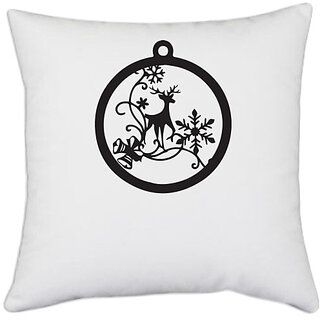                       UDNAG White Polyester 'Christmass | Christmas Bauble 16' Pillow Cover [16 Inch X 16 Inch]                                              