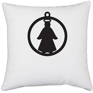                       UDNAG White Polyester 'Christmass | Christmas Bauble 17' Pillow Cover [16 Inch X 16 Inch]                                              