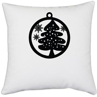                       UDNAG White Polyester 'Christmass | Christmas Bauble 18' Pillow Cover [16 Inch X 16 Inch]                                              