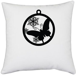                       UDNAG White Polyester 'Christmass | Christmas Bauble 21' Pillow Cover [16 Inch X 16 Inch]                                              