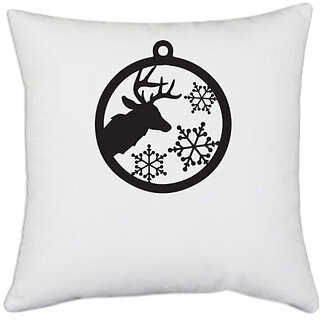                       UDNAG White Polyester 'Christmass | Christmas Bauble 24' Pillow Cover [16 Inch X 16 Inch]                                              